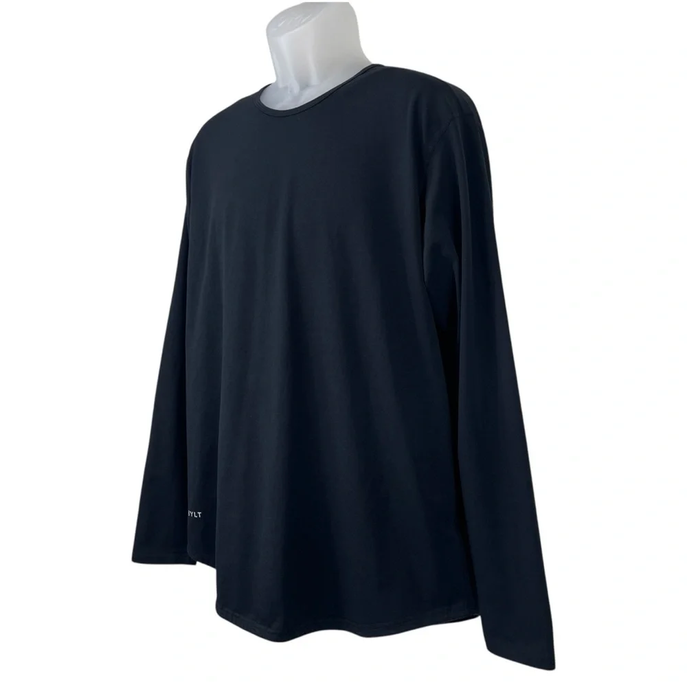 BYLT Premium‎ Basics Men Large Black Drop Cut Lux Long Sleeve Round Neck Shirt